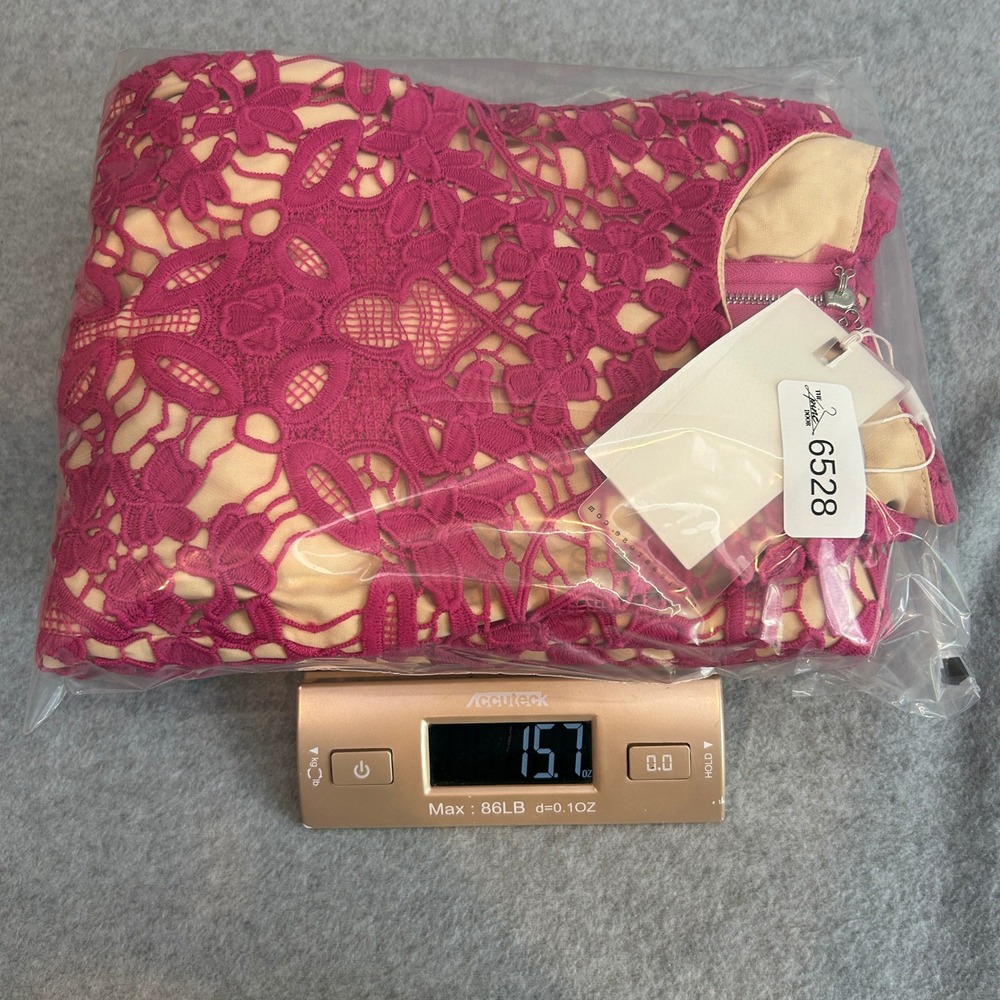 Endless Rose Mini Tank Dress Magenta Pink Floral Lace Cutout Back Sz Medium NWT - Picture 12 of 13